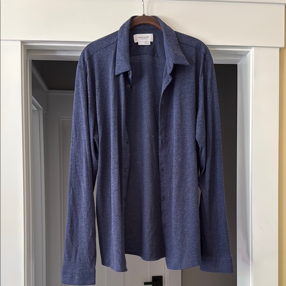 Ministry of Supply Men's Blue Shirt Jacket